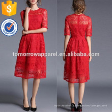 Laço Crochet Eblow Manga Vestido Fabricação Atacado Moda Feminina Vestuário (TA3212D)